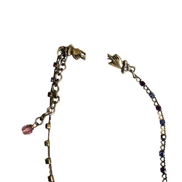 Vintage Mary Demarco handmade brass necklace with purple and pink stones - Picture 13 of 16